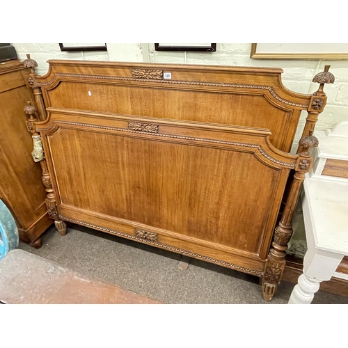 340 - Continental walnut 4ft 6'' bedstead.