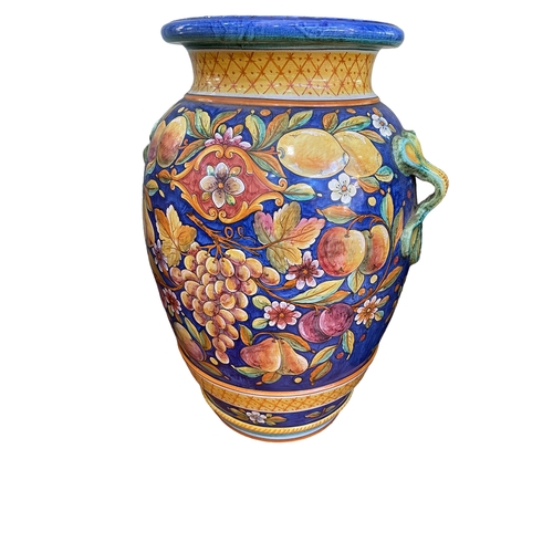 112 - Large Majolica style vase, 78cm high.
