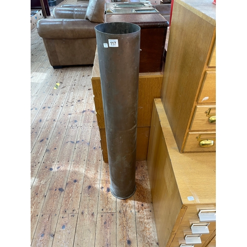 117 - Large copper WWII shell case, 99cm high.