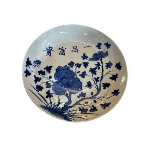 140 - Chinese blue and white saucer dish, 24cm diameter.