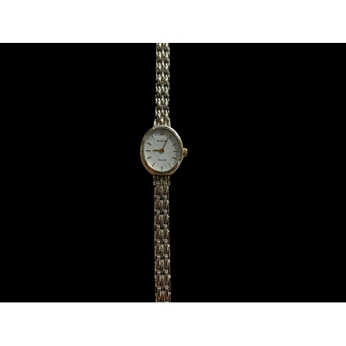 155 - Accurist 9 carat gold ladies bracelet watch with box.