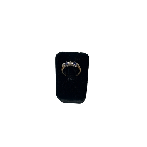 164 - Sapphire 9 carat gold ring, size P.