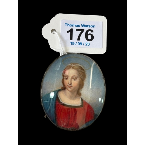 176 - Oval miniature portrait, 5.25cm by 4.25cm.
