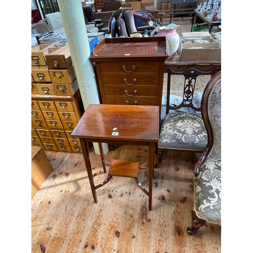 366 - Edwardian mahogany and line inlaid seven drawer music cabinet and inlaid mahogany occasional table (... 