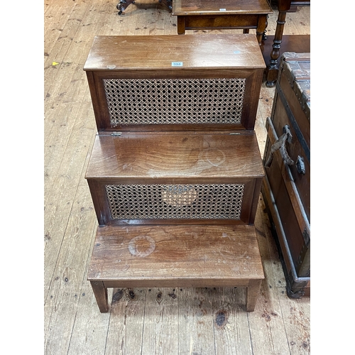 394 - Victorian mahogany and bergere panelled commode steps, 68.5cm by 52.5cm by 62cm.