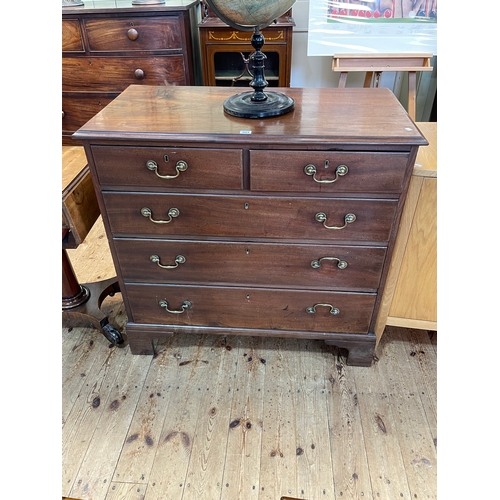 404 - Georgian mahogany chest of two short above three long graduated drawers on bracket feet, 93cm by 98c... 