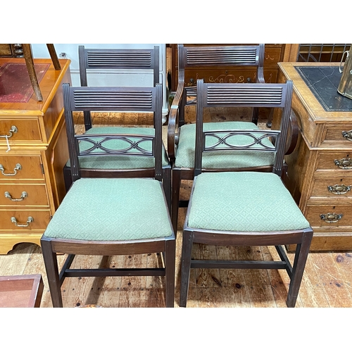 351 - Set of four 19th Century mahogany Whitehaven dining chairs, 3 single and 1 carver.