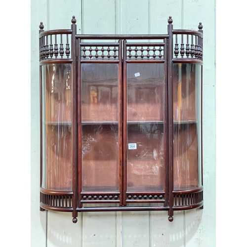 364 - Two door bow end glazed wall cabinet, 80cm by 68cm.