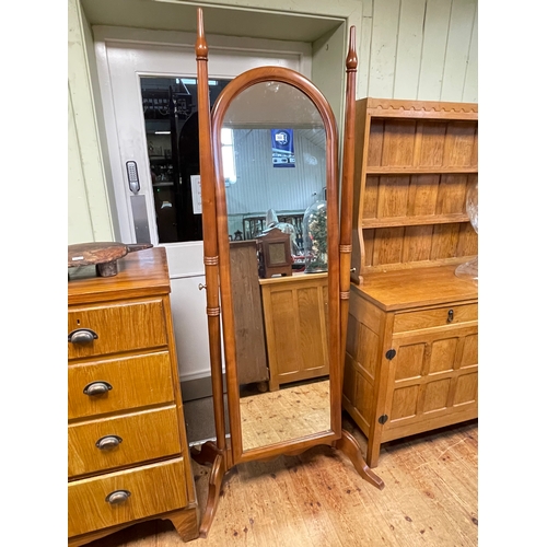 368 - Arched top cheval mirror, 200cm by 89cm.