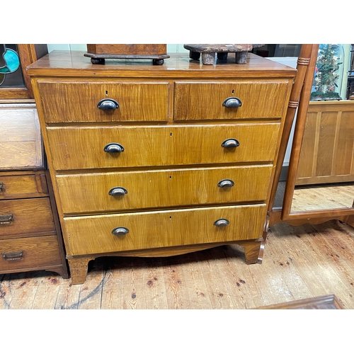 369 - Victorian scumbled pine chest of two short above three long drawers on bracket feet, 115cm by 110cm ... 