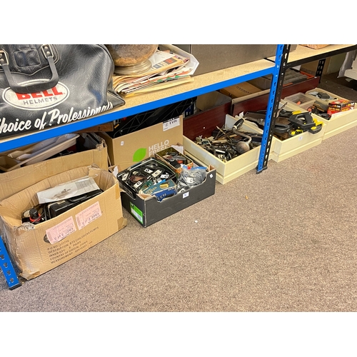 91 - Two steel index cabinets and collection of various tools.