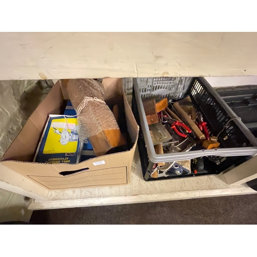 104 - Cased Clarke angle grinder and various tools.