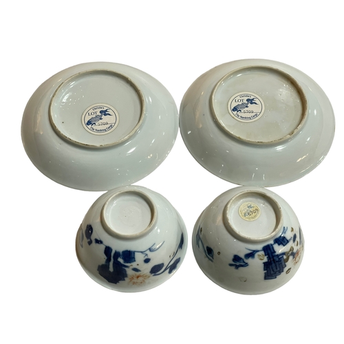 158 - Two Nanking Cargo blue and white tea bowls and saucers, Lot 5709 Christies Sale.