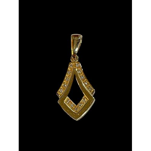 170 - 9 carat yellow gold and diamond pendant.