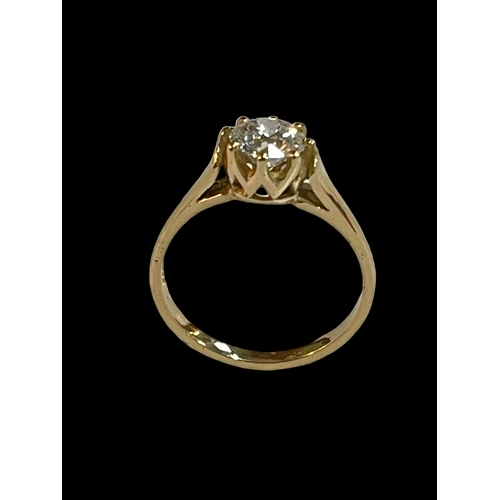 178 - 18 carat yellow gold and 1.00 carat lab diamond solitaire ring, size O.