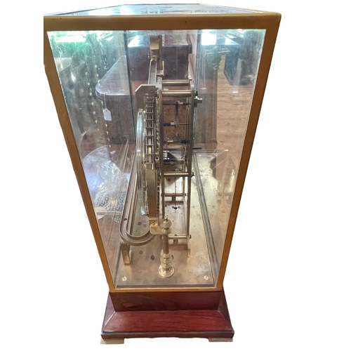 228 - Brass Mystery Water Wheel Ball Bearing timepiece under glass case on rosewood base, 41.5cm high, 21c... 