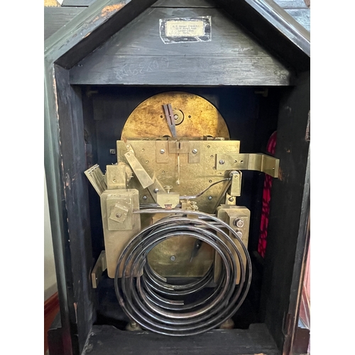 229 - Large 19th Century gilt mounted ebony bracket clock with striking movement and matching wall bracket... 