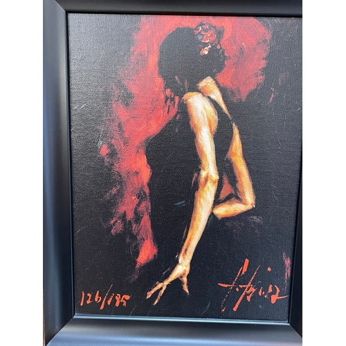 273 - Fabian Perez, Flamenco I and Flamenco II, limited edition hand embellished giclee canvases, 30cm by ... 