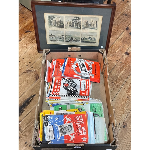 28 - Collection of Speedway programmes and print of historic building.