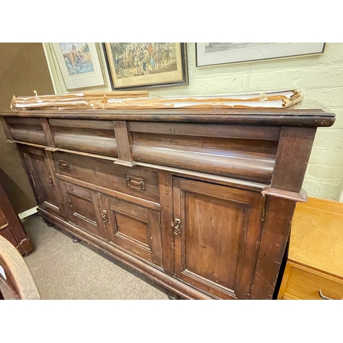 303 - Art Deco maple dressing table and Victorian stained as mahogany sideboard base.