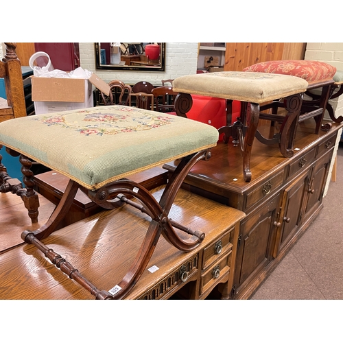 323 - Four various 19th Century stools including two X-framed.