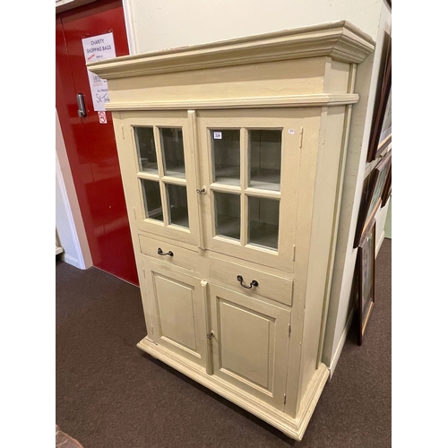 324 - Painted scullery cabinet having two glazed panel doors above two drawers with two cupboard doors bel... 