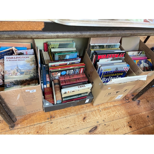 31 - Nine boxes of various books including Darlington History, Military, Railway, etc.