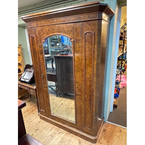 405 - Victorian walnut mirror door gents wardrobe and Victorian walnut five drawer writing table (2).