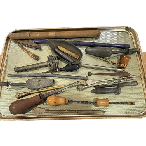 14 - Collection including cased thermometer, three 800 silver infusers, pewter, etc.