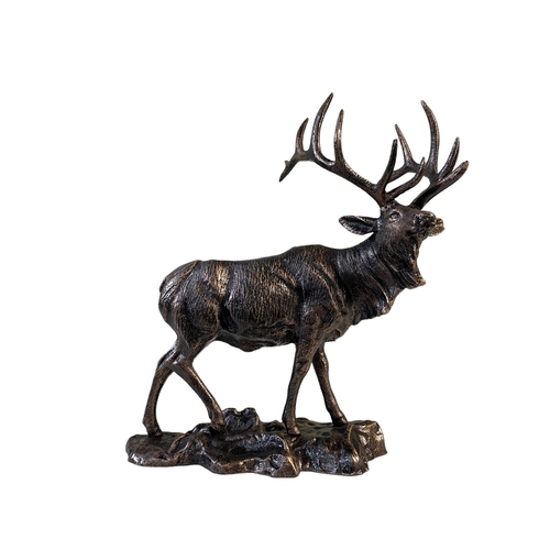 67 - Ornate bronzed stag sculpture, 43cm.