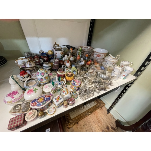 82 - Collection of Cloisonné vases, trinket boxes, Royal Worcester birds, Tuscan part tea set, etc.