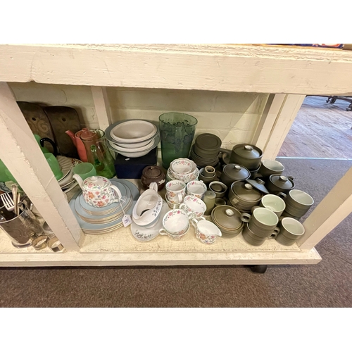 99 - Collection of Minton Haddon Hall, Denby, metalwares, glass, early porcelain, etc.