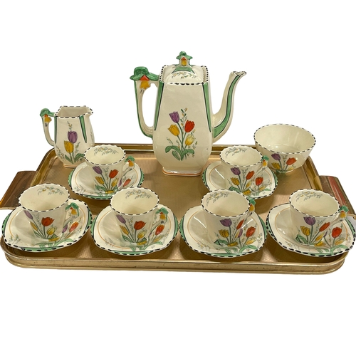 5 - Fifteen piece Burleigh Ware hand painted coffee service decorated with tulips.