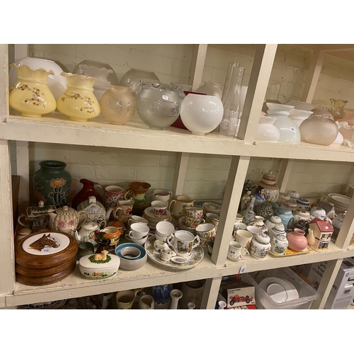 102 - Collection of ginger jars, novelty teapots, Victorian pottery, horse wall plaques, etc.