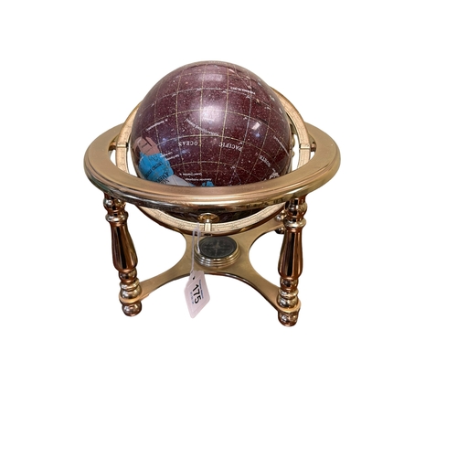 175 - Semi-precious stone globe, 22cm.