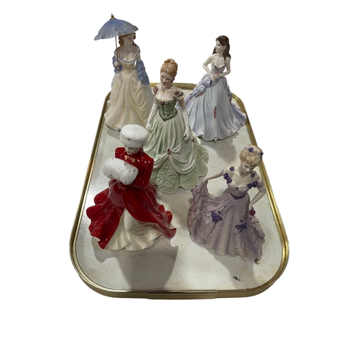 18 - Two Royal Worcester figures, two Coalport figures and one Royal Doulton figure, with boxes (5).