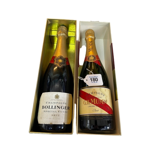 180 - Two bottles of champagne, Bollinger Special Cuvee and GH Mumm Brut.