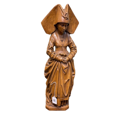 63 - Ornate sculpture of a nun. 60cm.