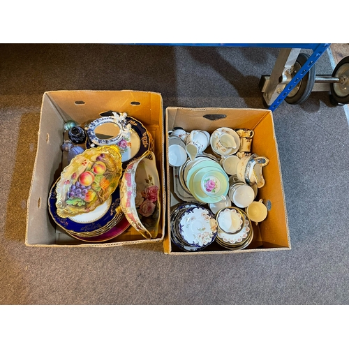 97 - Two boxes of Coalport Batwing, Aynsley, Shelley, etc.