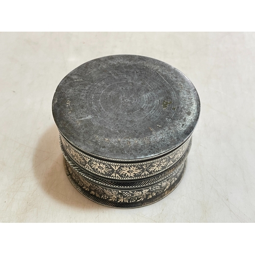 155 - 18th Century Ottoman silver inlaid Niello inkwell.