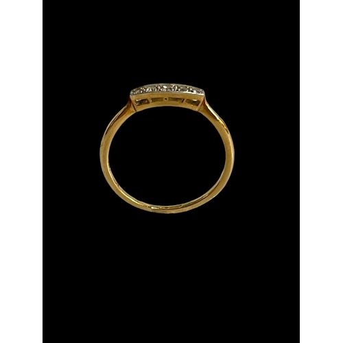 172 - Diamond five stone 18 carat gold ring, size T.