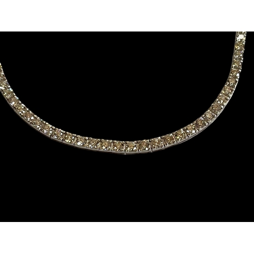 176 - Excellent quality 18 carat white gold and diamond tennis style necklace, 46cm in length, diamond con... 