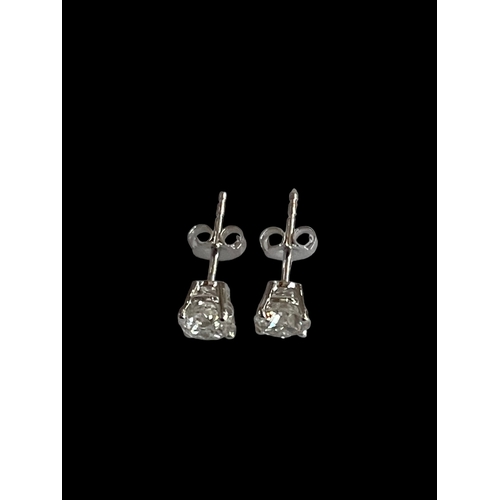 179 - Pair of diamond stud earrings set in 18 carat white gold, diamond content 1.33 carats.