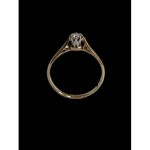 180 - Diamond solitaire 18 carat gold ring, size M.