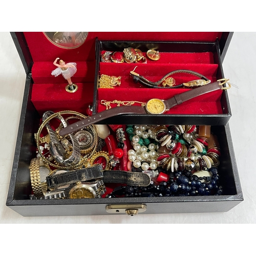 198 - Jewellery box and contents, and watches.