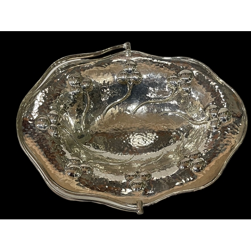 225 - Mappin and Webb silver plated cake basket, with embossed Art Nouveau decoration.