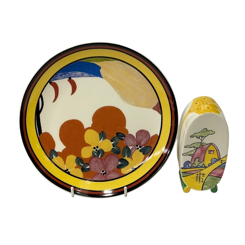 241 - Wedgwood Clarice Cliff caster and Palermo Applique limited edition plate (2).