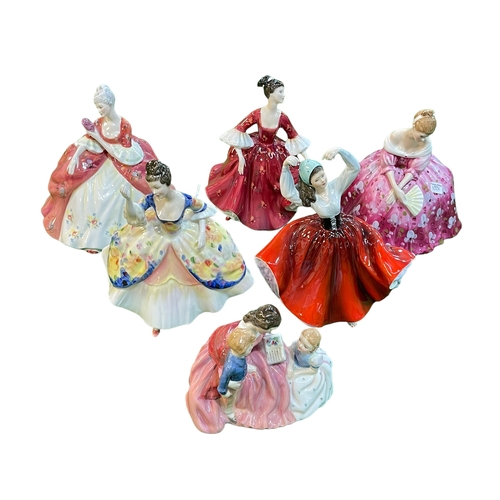 264 - Collection of six Royal Doulton figures, Victoria, Wistful, Stephanie, Christine, Karen and Bedtime ... 