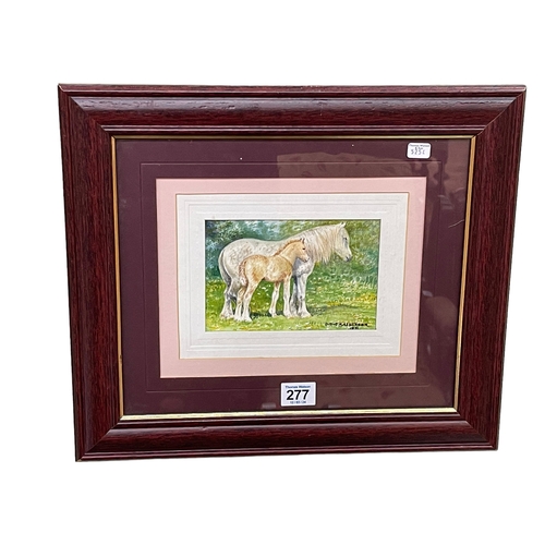 277 - DM & EM Alderson, Mare & Foal, watercolour, signed and dated 1971, lower right, 10cm by 15cm in glaz... 