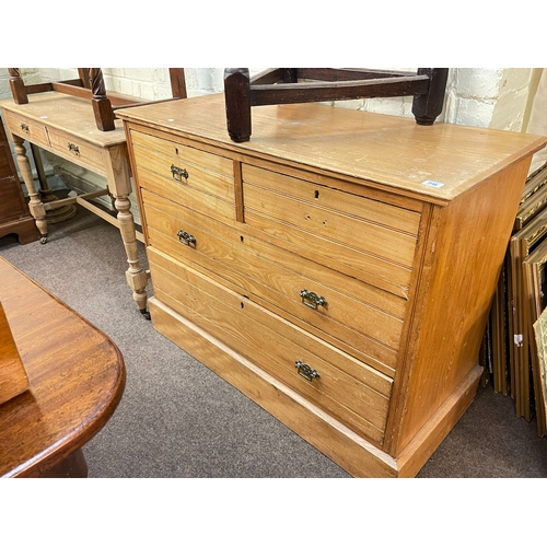 298 - Early 20th Century ash four drawer chest and similar two drawer table (2).